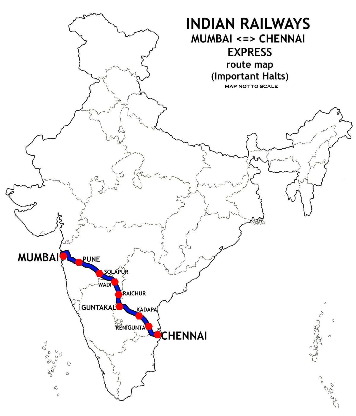 Mumbai, Chennai tren harta rutelor