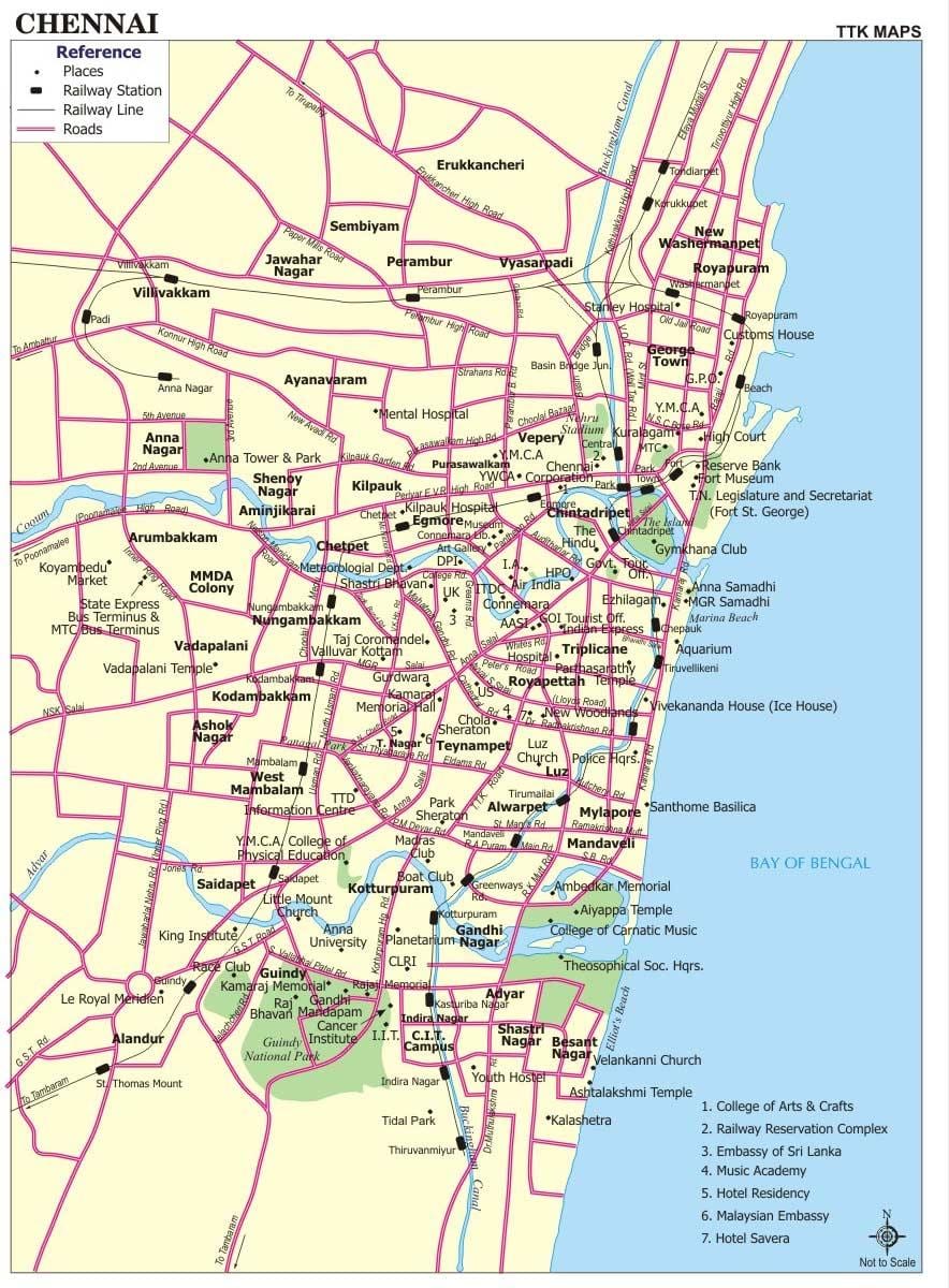 rutiere hartă Chennai