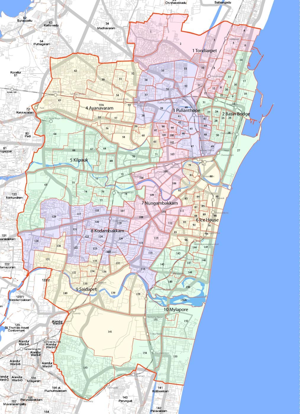 mai mare Chennai corporation hartă