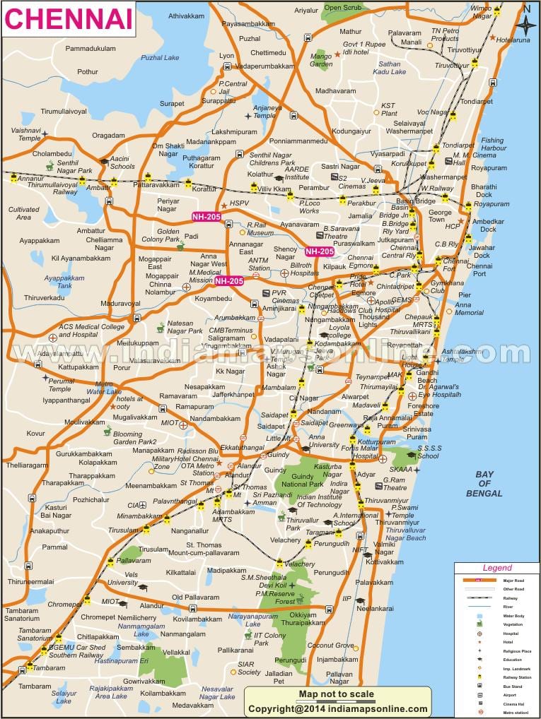 Oraș Chennai hartă completă