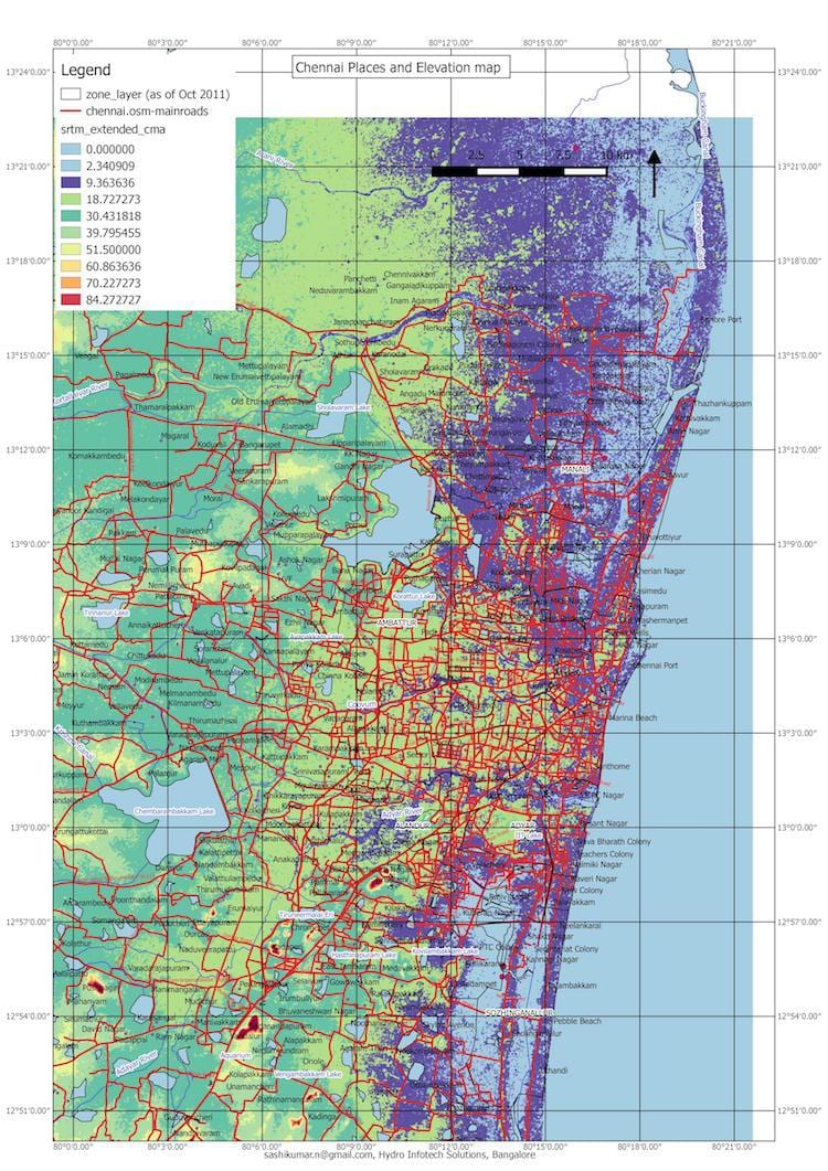 inundații harta Chennai