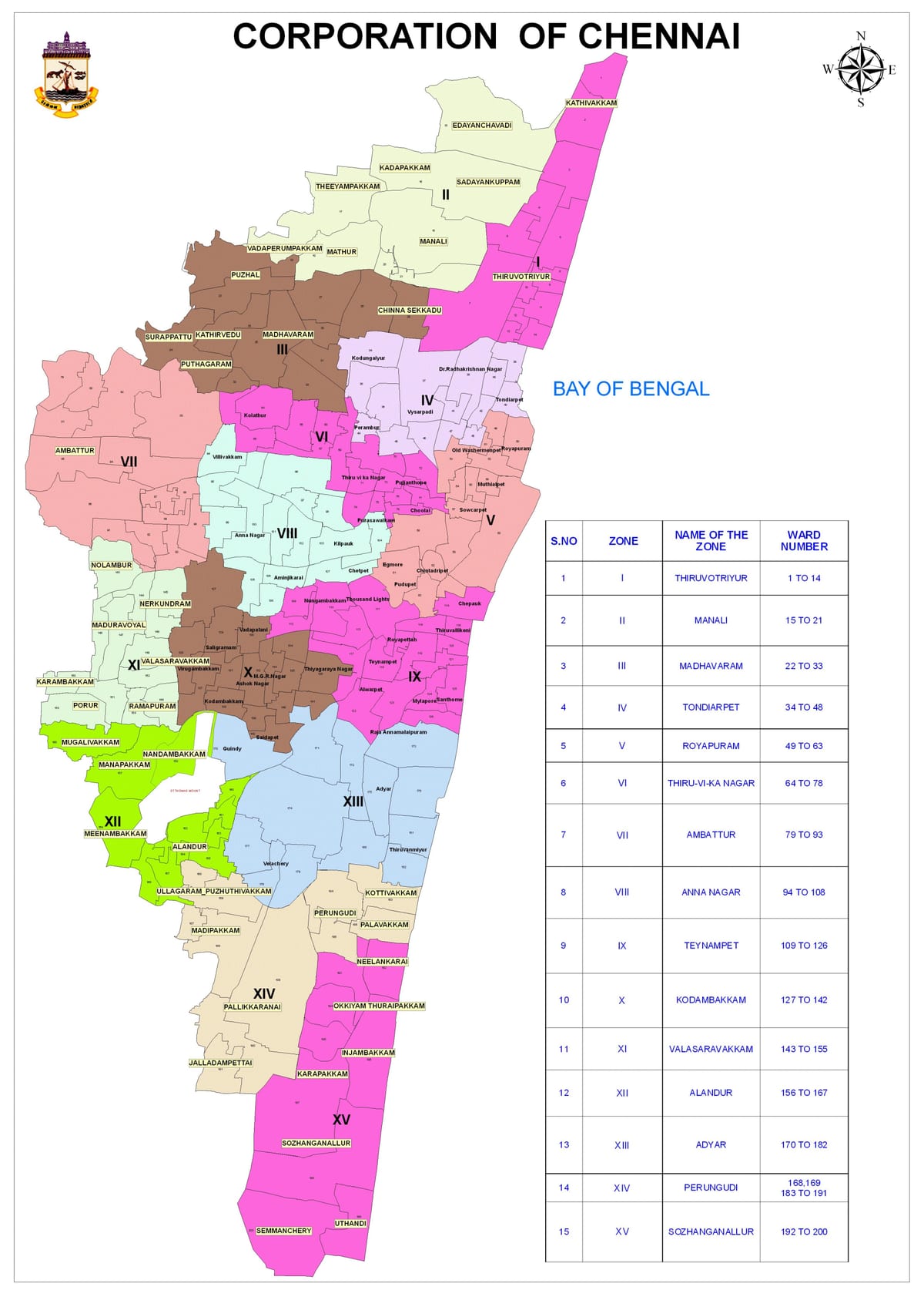 Chennai corporation ward hartă