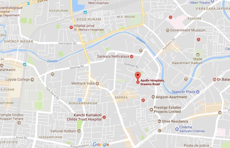 Apollo spital Chennai nungambakkam hartă