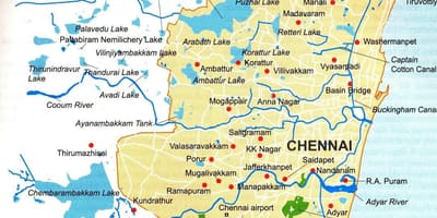 Chennai corpurile de apă hartă