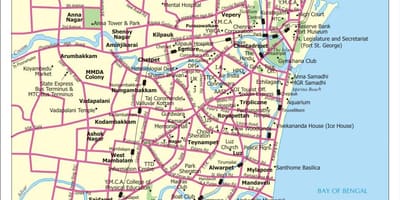 Harta Chennai locuri turistice