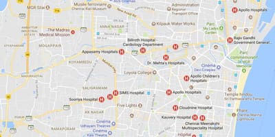 Harta Chennai Spitale 